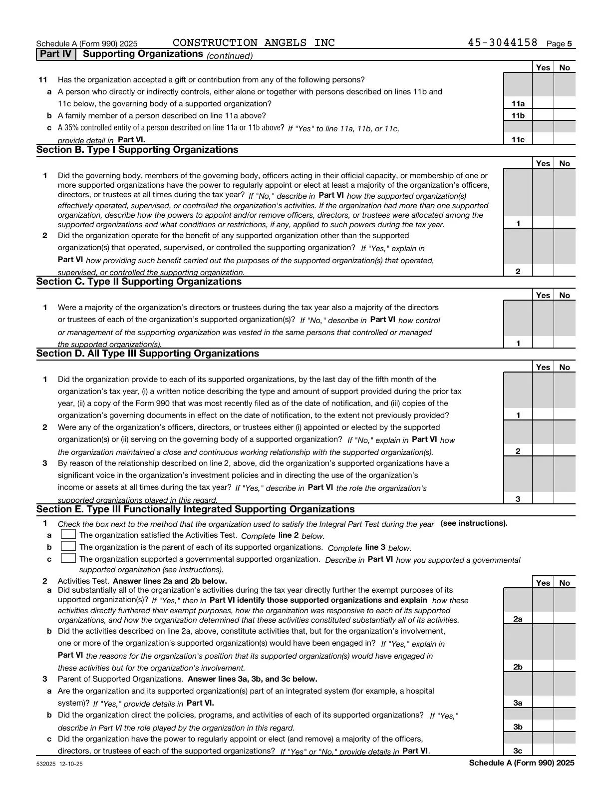 Page 17 of the Construction Angels 2025 Form 990