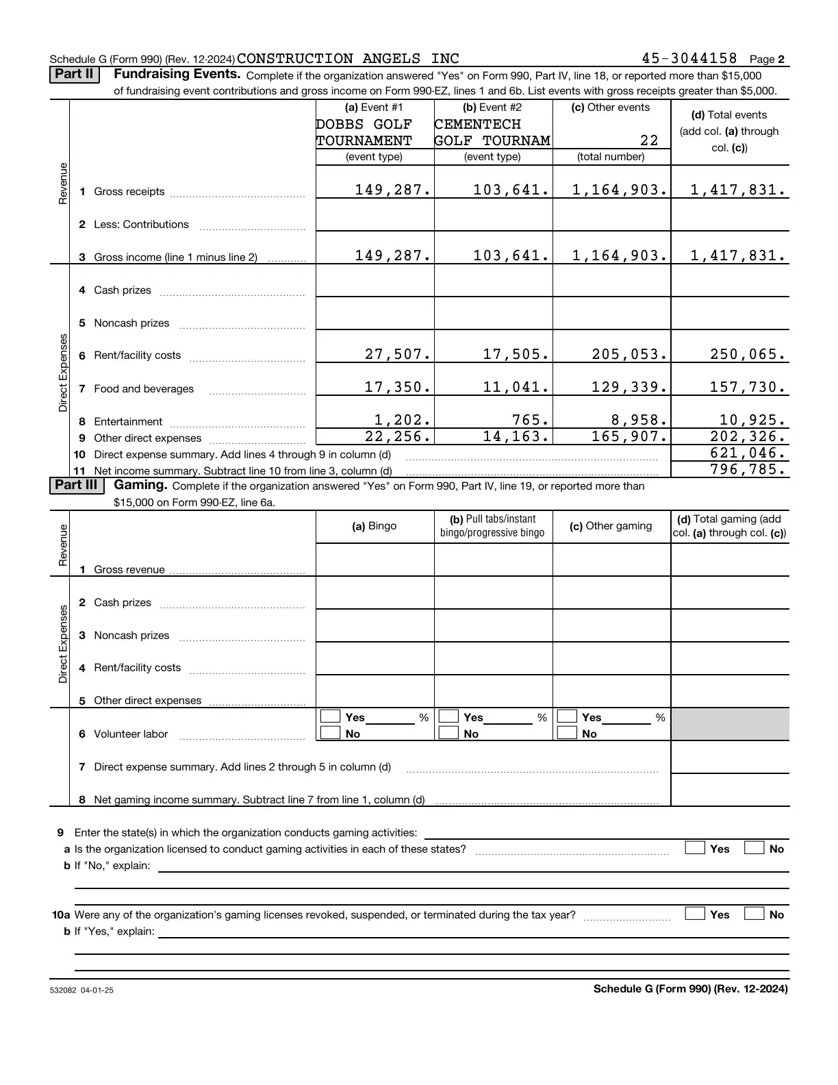 Page 26 of the Construction Angels 2025 Form 990
