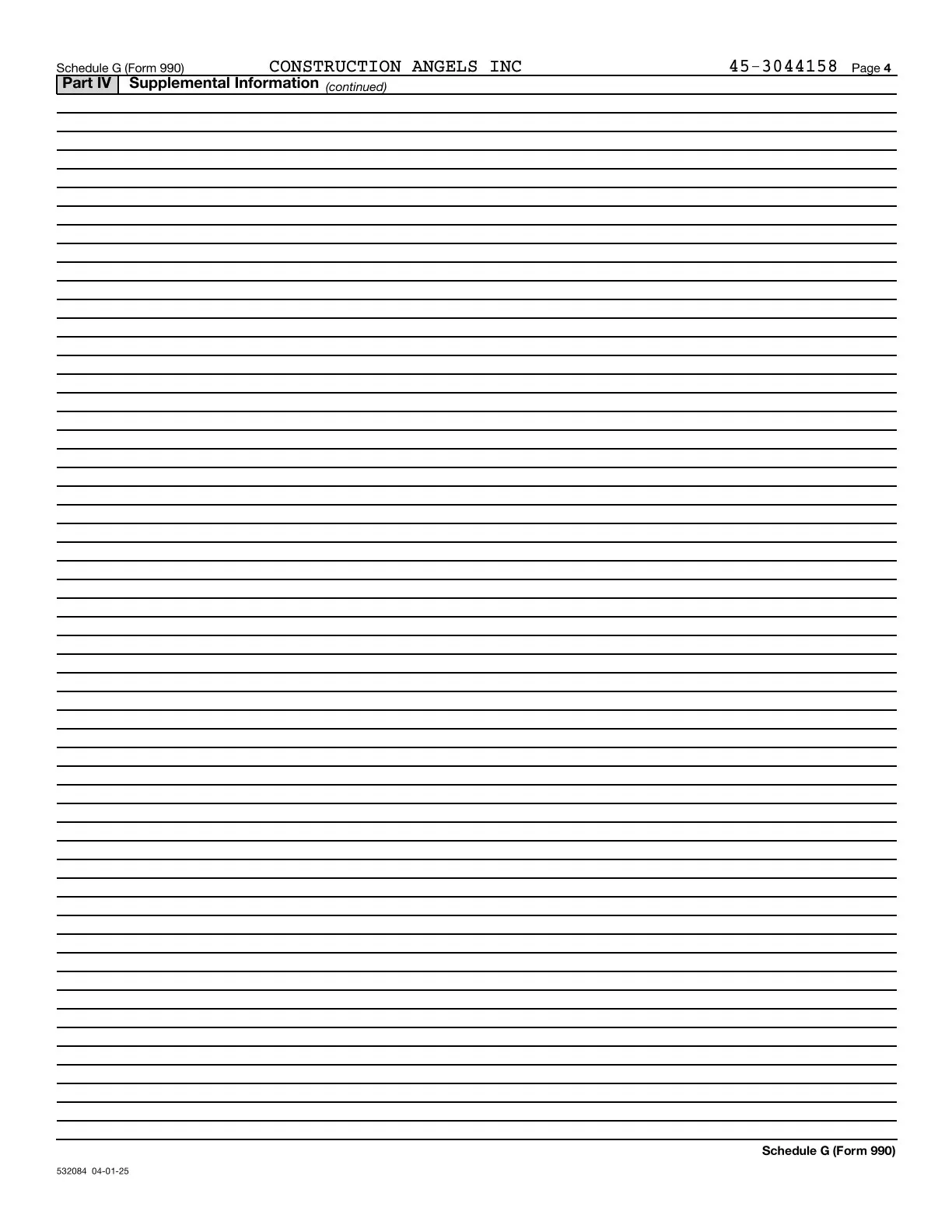 Page 28 of the Construction Angels 2025 Form 990